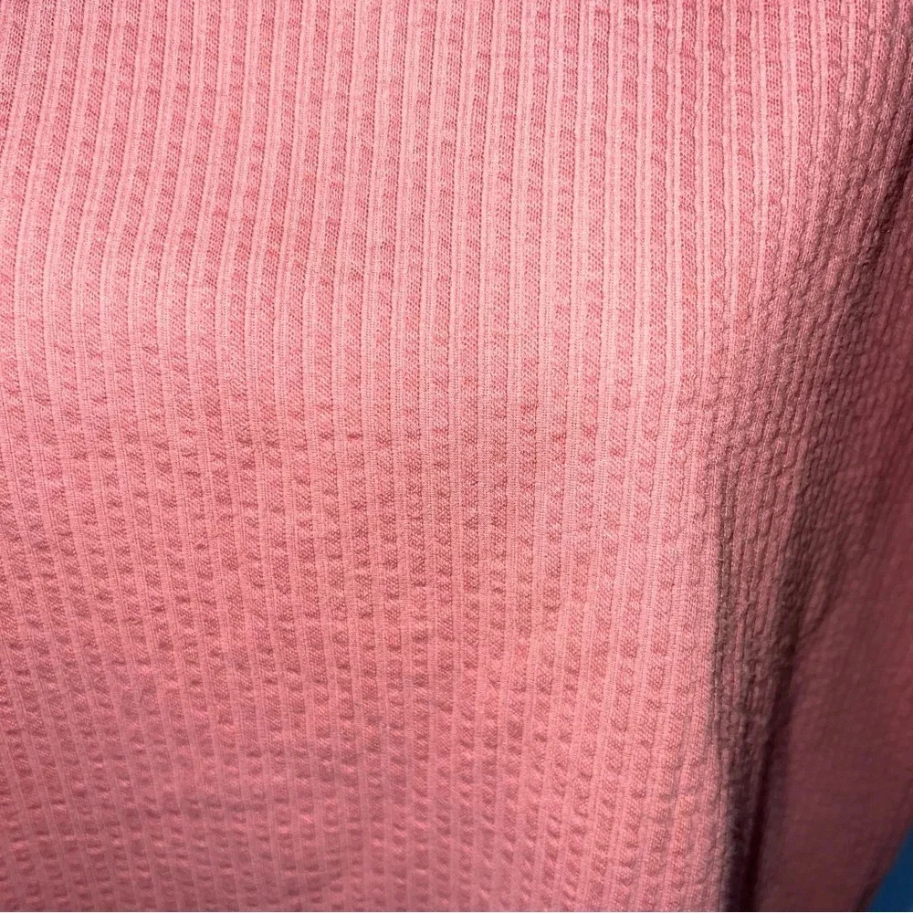 Madewell Ribbed Thick Knit Button Shoulder Pink Top Size Small EUC - Picture 4 of 5